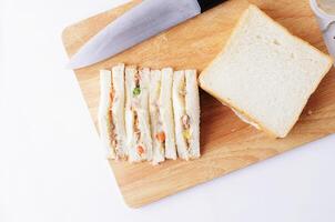 Cooking delicious home made sandwich tuna for food background photo