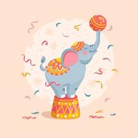 elefante de circo de dibujos animados con una pelota vector