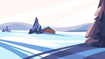 Winter landscape with coniferous trees vector