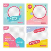 Set of sweet candy bakery cakes social media post template banner vector