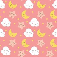 Cute Clouds Star and Moons  Seamless Pattern Background vector