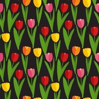 Spring Tulip Flowers Seamless Pattern Background Vector Illustration