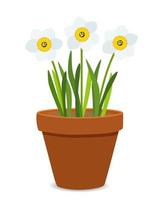 Spring Narcissus Flowers Background Vector Illustration
