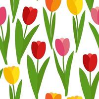 Spring Tulip Flowers Seamless Pattern Background Vector Illustration