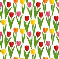 Spring Tulip Flowers Seamless Pattern Background Vector Illustration