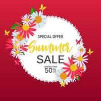 Abstract Flower Summer Sale Background with Frame vector