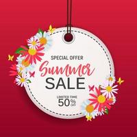 Abstract Flower Summer Sale Background with Frame vector