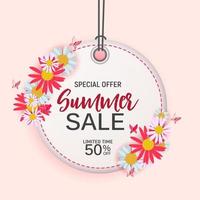 Abstract Flower Summer Sale Background with Frame vector