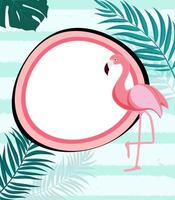 Abstract Tropical Background with Flamingo and Palm Leaves vector