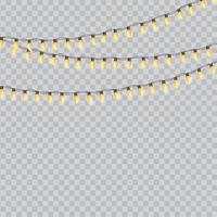 Yellow Garland. Lamp Bulbs Festive Isolated vector