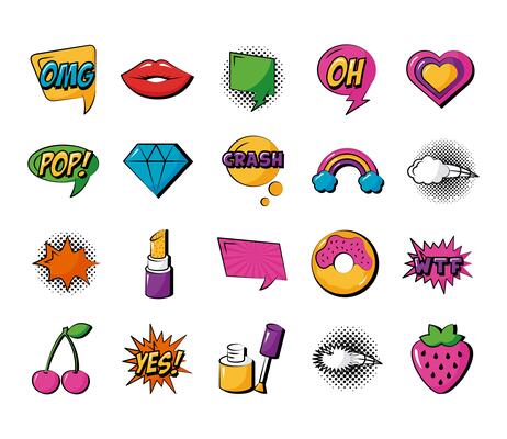 bundle of twenty pop art set icons