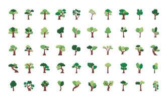 bundle of fifty trees set icons vector