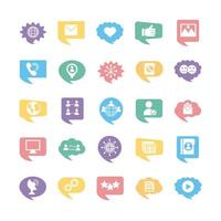 twenty five social media marketing set collection icons vector