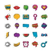 bundle of twenty five pop art set collection icons vector