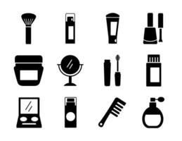 bundle of twelve make up cosmetics set icons vector