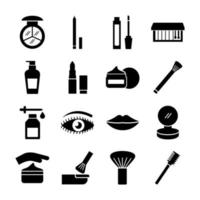 bundle of sixteen make up cosmetics set icons vector