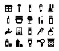 bundle of twenty make up cosmetics set collection icons vector