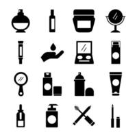 bundle of sixteen make up cosmetics set collection icons vector