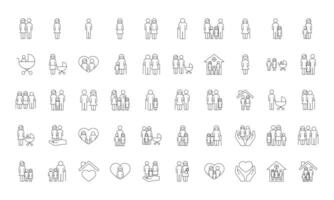 bundle of fifty family parents set icons vector