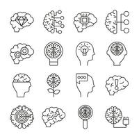 bundle of brains organs set icons vector