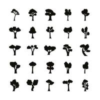bundle of twenty five trees set collection icons vector