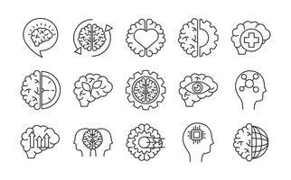 bundle of brains organs set icons vector