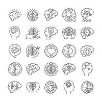 bundle of brains organs set icons vector