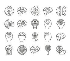 bundle of brains organs set icons vector