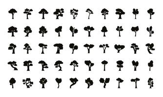 bundle of fifty trees set icons vector