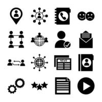 sixteen social media marketing set icons vector