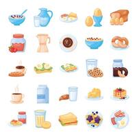 bundle of breakfast food set icons vector