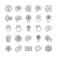 bundle of brains organs set icons vector