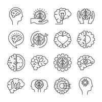 bundle of brains organs set icons vector