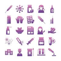 bundle of twenty five medical set collection icons vector