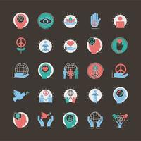 bundle of twenty five peace set line and fill style icons vector