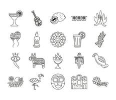 bundle of twenty mexican ethnicity set collection icons vector