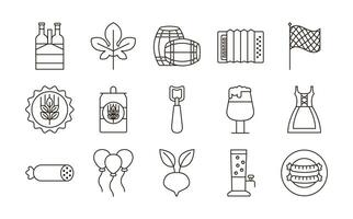 bundle of fifteen oktoberfest set icons vector