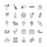 bundle of twenty five mexican ethnicity set icons vector