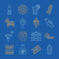 bundle of sixteen mexican ethnicity set icons vector