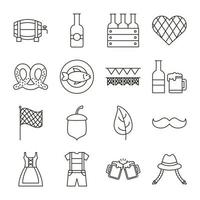 Paquete de dieciséis iconos de colección de conjunto de oktoberfest vector