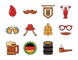 bundle of twelve oktoberfest set icons vector