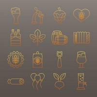 bundle of sixteen oktoberfest set icons vector