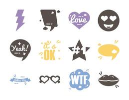 bundle of twelve slang set icons vector