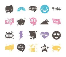 bundle of twenty slang set icons vector