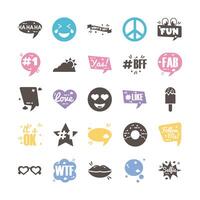 bundle of twenty five slang set collection icons vector