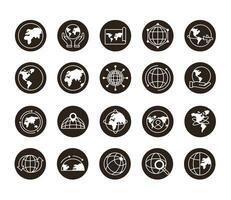 bundle of twenty world planet set collection icons vector