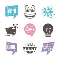 bundle of nine slang set icons vector