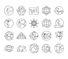 bundle of twenty world planet set collection icons vector