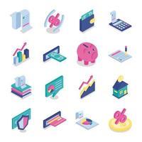 Paquete de dieciséis iconos de colección de conjunto de impuestos vector