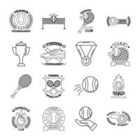 bundle of sixteen sport tennis set collection icons vector